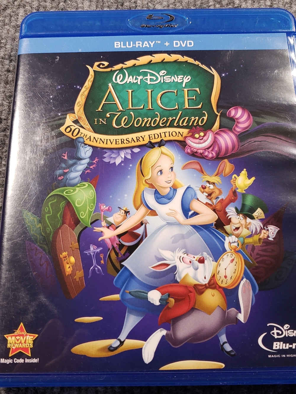 Alice In Wonderland Disney 60th Anniversary Blu-ray DVD Set 2-Disc Tested.